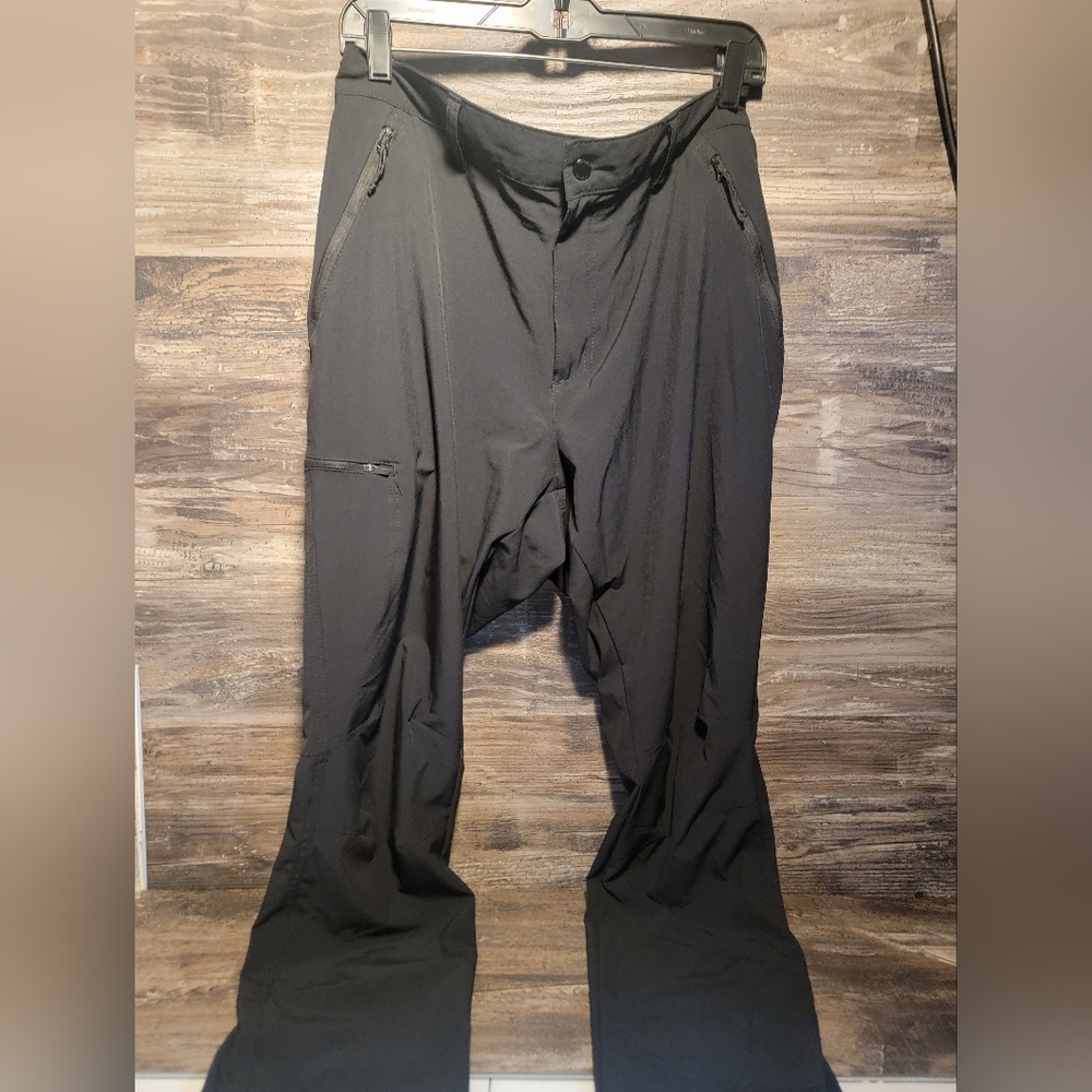 Columbia Track Pants Mens 34/44 Black Zipper Pockets Logo Activewear